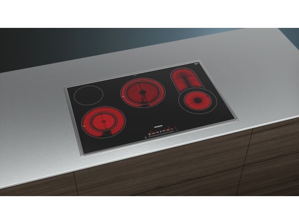 Siemens iQ300 ET845FCP1D - Keramisk kogeplade - 4 plader - Niche - bredde: 78 cm - dybde: 50 cm - med rustfri stålbeklædning - sort/rustfri stål billede 2