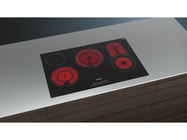 Siemens iQ300 ET801FCP1D - Keramisk kogeplade - 4 plader - Niche - bredde: 78 cm - dybde: 50 cm - skyl - sort