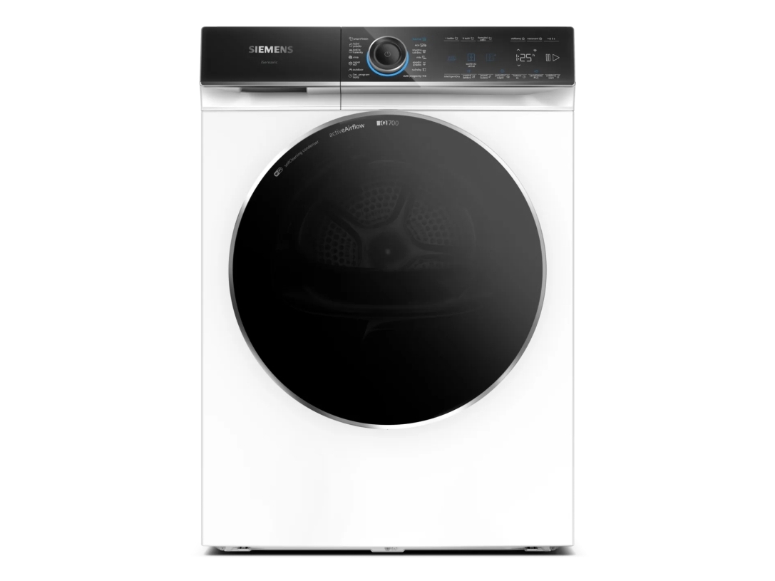 Siemens WR47B2C40, Fritstående, Front-læsning, Varmepumpe, Hvid, Dreje, Berøring, Højre