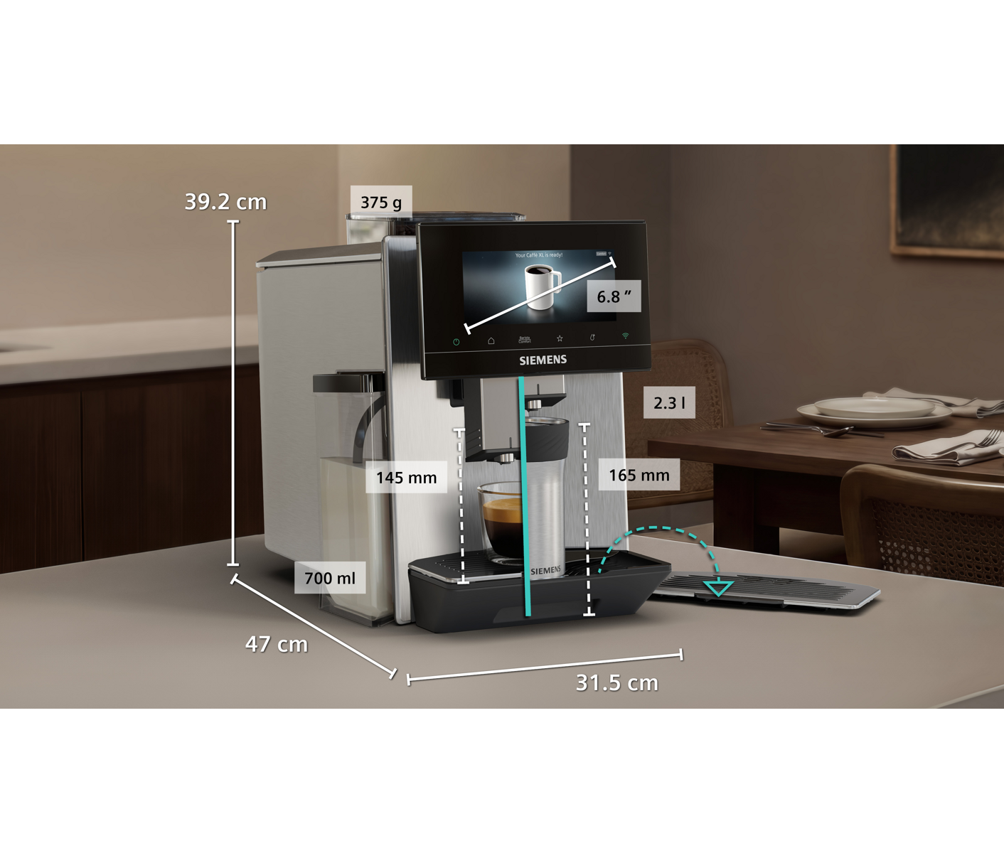 Siemens TQ925E03 Eq900 Steel Espressomaskine billede 3