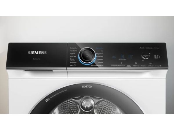Siemens iQ700 WQ46B2D41, Fritstående, Front-læsning, Varmepumpe, Hvid, Dreje, Berøring, Venstre