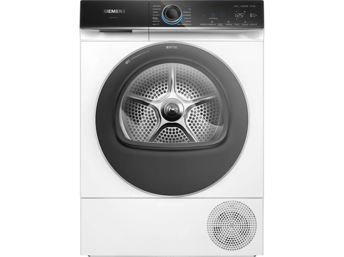Siemens iQ700 WQ46B2D41, Fritstående, Front-læsning, Varmepumpe, Hvid, Dreje, Berøring, Venstre