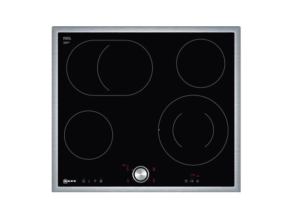 Neff T16BT76N0 - Keramisk kogeplade - 4 plader - Niche - bredde: 56 cm - dybde: 49 cm - med rustfrit stål-pynt - sort