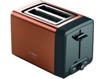 Bosch DesignLine Toaster TAT4P429 Effekt 970 W Antal stikkontakter 2 Husmateriale Rustfrit stål Kobber/jern