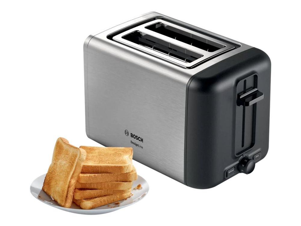 Bosch DesignLine TAT3P420DE - Brødrister - 2 skive - 2 Holdere - rustfrit stål
