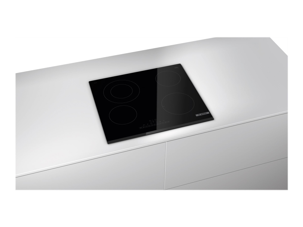 Bosch Serie | 6 PKF631FP3E - Keramisk kogeplade - 4 plader - Niche - bredde: 56 cm - dybde: 49 cm facetteret front - sort