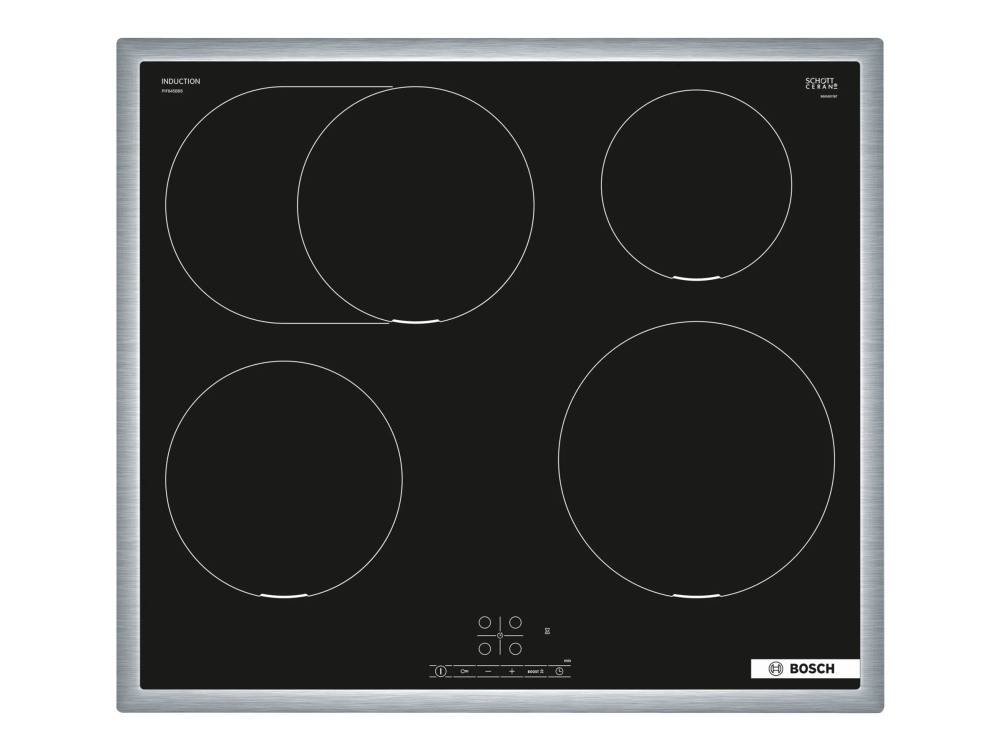 Bosch Serie | 4 PIF645BB5E - Induktionskogeplade - 4 plader - Niche - bredde: 56 cm - dybde: 49 cm - med rustfrit stål - sort/rustfrit stål