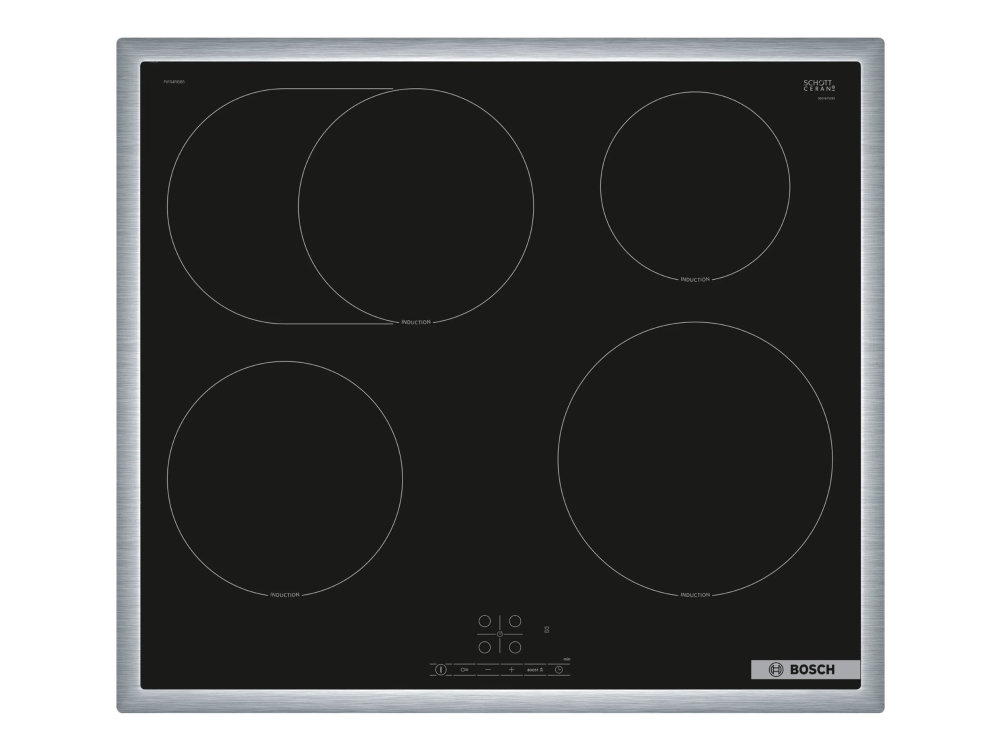 Bosch Serie | 4 PIF64RBB5E - Induktionskogeplade - 4 plader - Niche - bredde: 56 cm - dybde: 49 cm - med rustfrit stål - sort/rustfrit stål