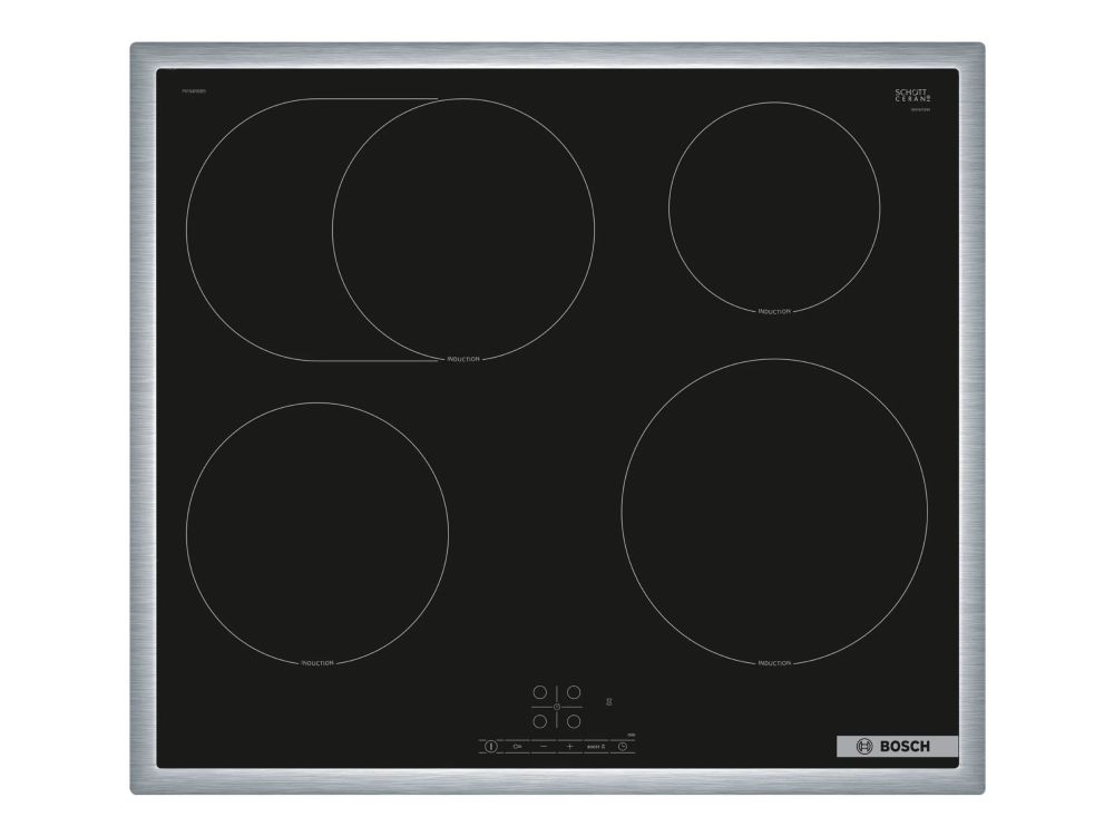 Bosch Serie | 4 PIF64RBB5E - Induktionskogeplade - 4 plader - Niche - bredde: 56 cm - dybde: 49 cm - med rustfrit stål - sort/rustfrit stål
