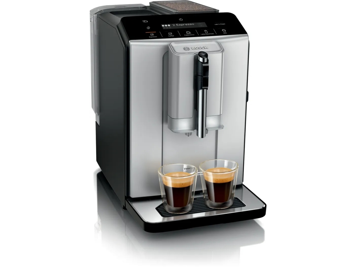 Bosch Serie 2 TIE20301, Espressomaskine, 1,4 L, Kaffebønner, Indbygget kværn, 1300 W, Sort, Sølv