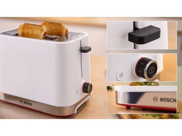 Bosch TAT4M221, 2 skive(r), Hvid, Rustfrit stål, Knapper, Dreje, 950 W, 220 - 240 V