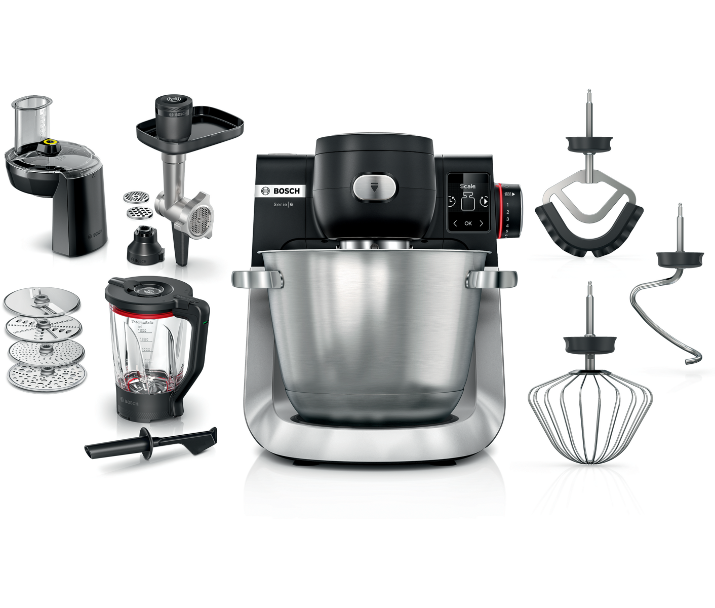 Bosch MUMS6ZS34 Serie 6, Køkke Nmaskine Med Vægt, 1600 W, Sor Røremaskine