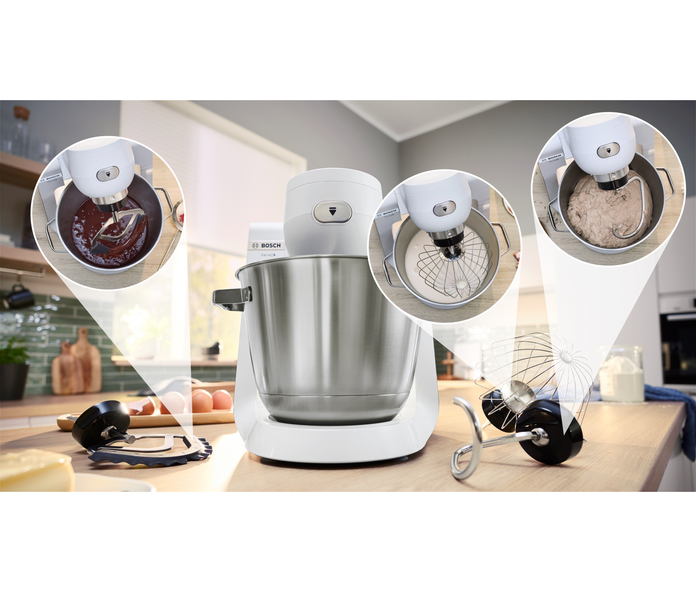 Bosch MUMS6EW18 Serie 6, Køkke Nmaskine, 1600 W, Hvid, Børste Røremaskine
