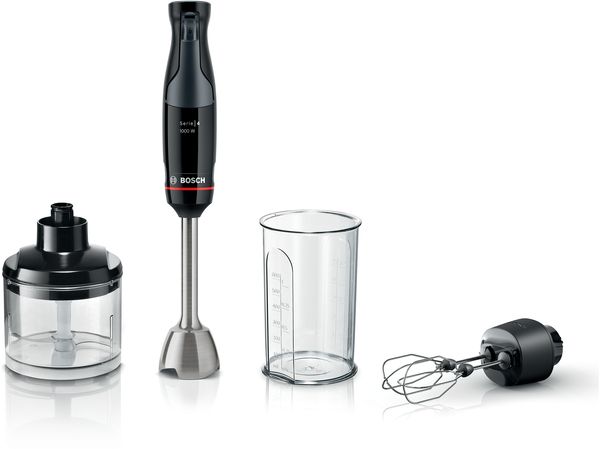 Bosch Serie 4 MSM4B624, Nedsænkning blender, 0,6 L, Impulsfunktion, Knusning af is, 1000 W, Anthracit, Sort billede 1