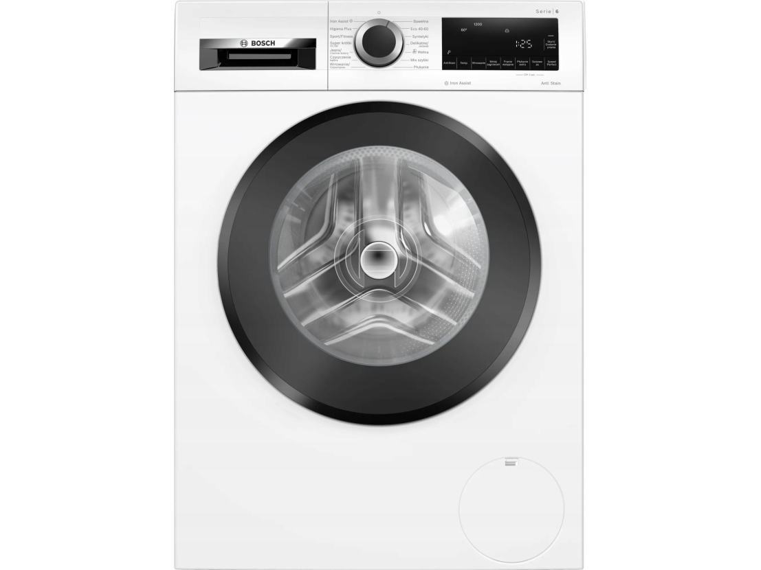 Bosch Serie 6 vaskemaskine WGG242ZKPL — 9 kg, 1200 o/min, EcoSilence Drive, ActiveWater Plus, SpeedPerfect & Steam Iron Assist (hvid/sort låge)