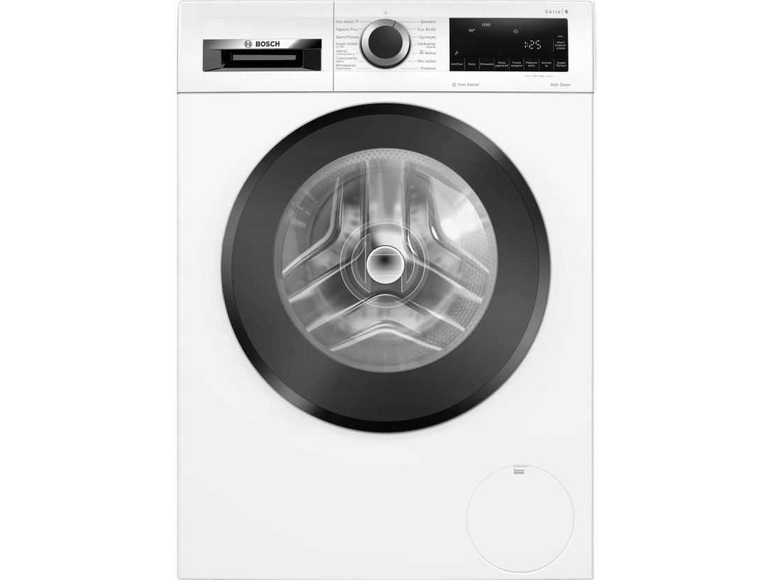 Bosch Serie 6 vaskemaskine WGG242ZKPL — 9 kg, 1200 o/min, EcoSilence Drive, ActiveWater Plus, SpeedPerfect & Steam Iron Assist (hvid/sort låge)