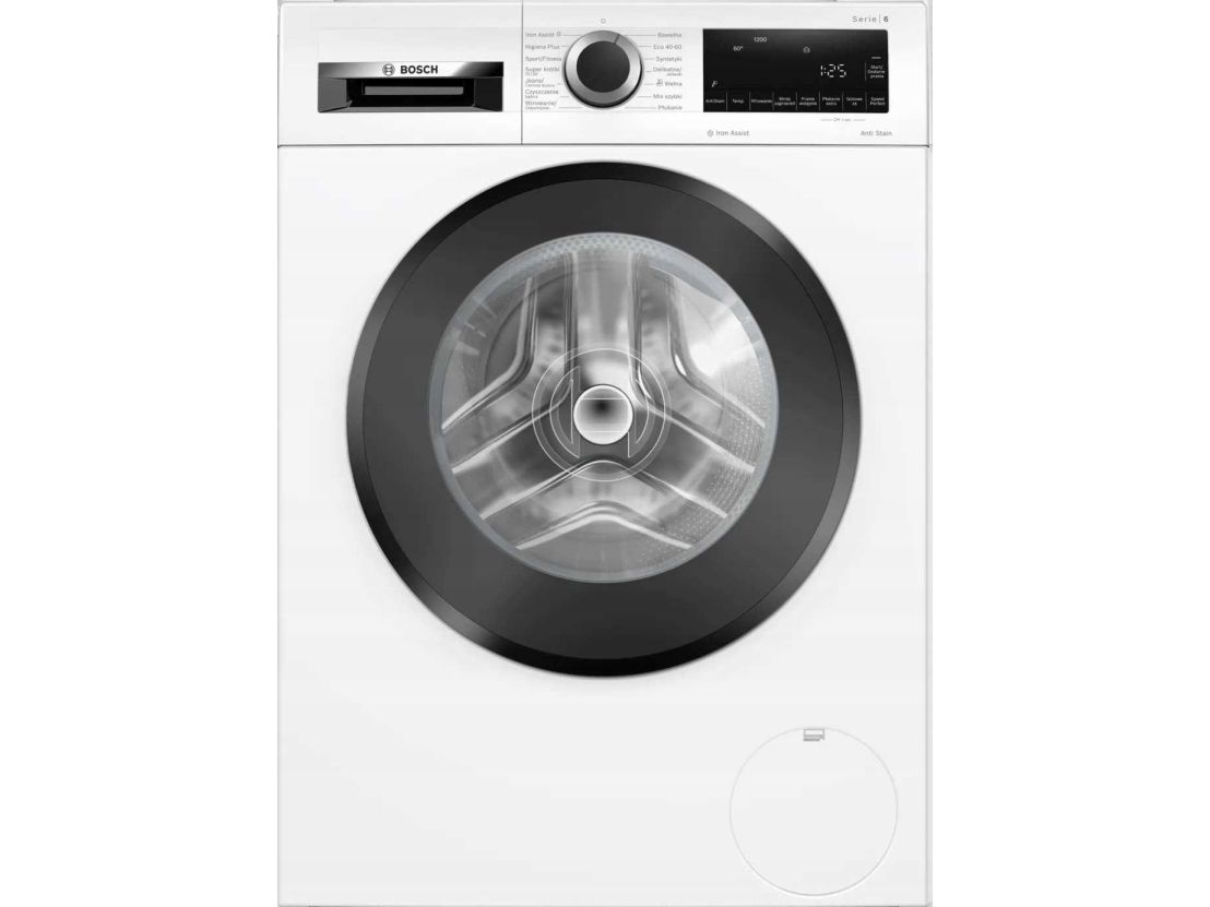 Bosch Serie 6 vaskemaskine WGG242ZKPL — 9 kg, 1200 o/min, EcoSilence Drive, ActiveWater Plus, SpeedPerfect & Steam Iron Assist (hvid/sort låge)