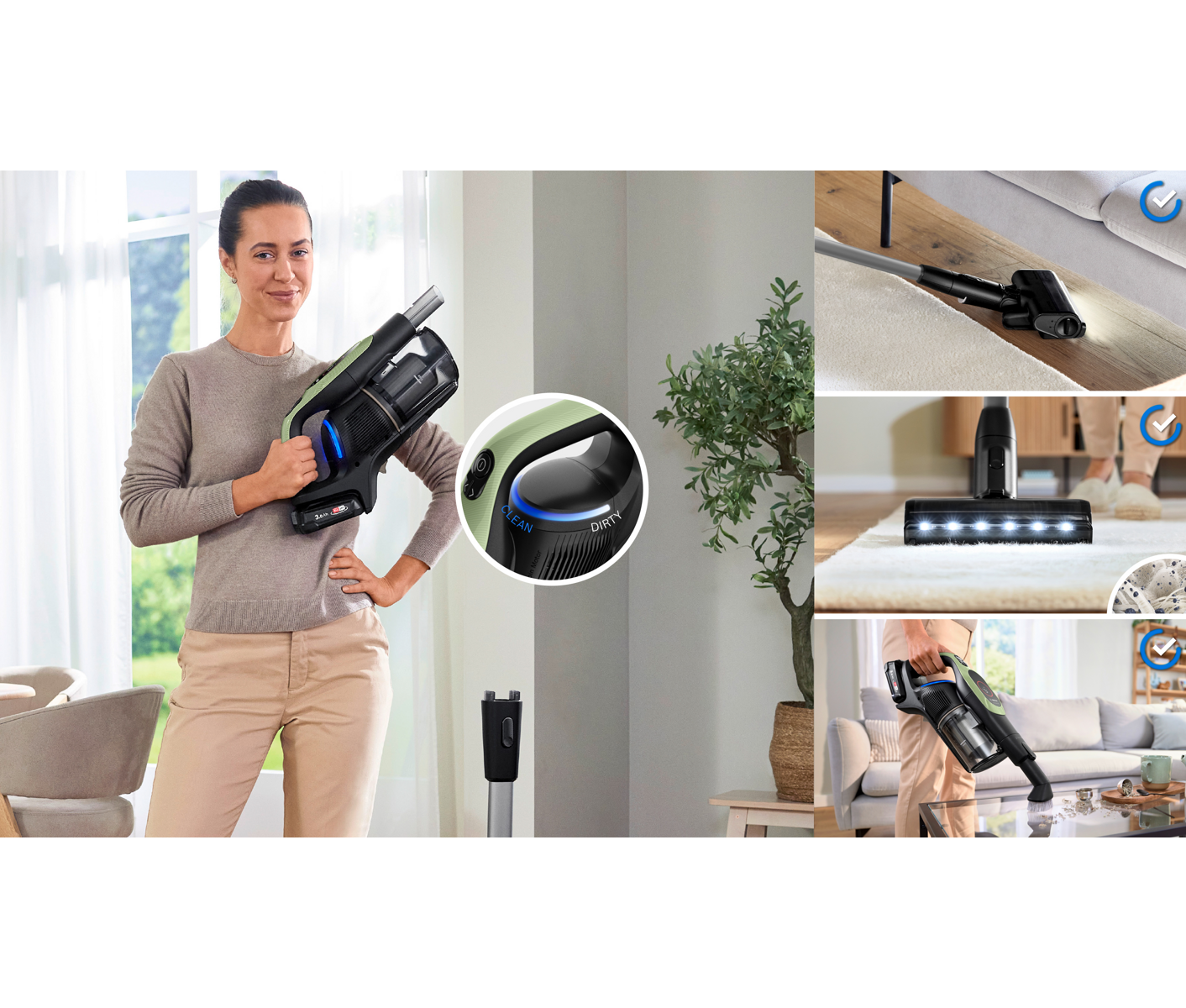 Bosch Genopladelig Støvsuger, Unlimited 9, Grøn Ledningsfri Støvsuger billede 3