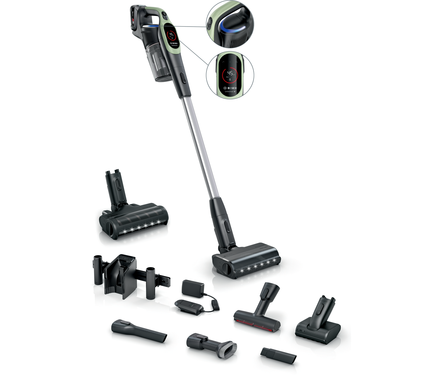 Bosch Genopladelig Støvsuger, Unlimited 9, Grøn Ledningsfri Støvsuger billede 1