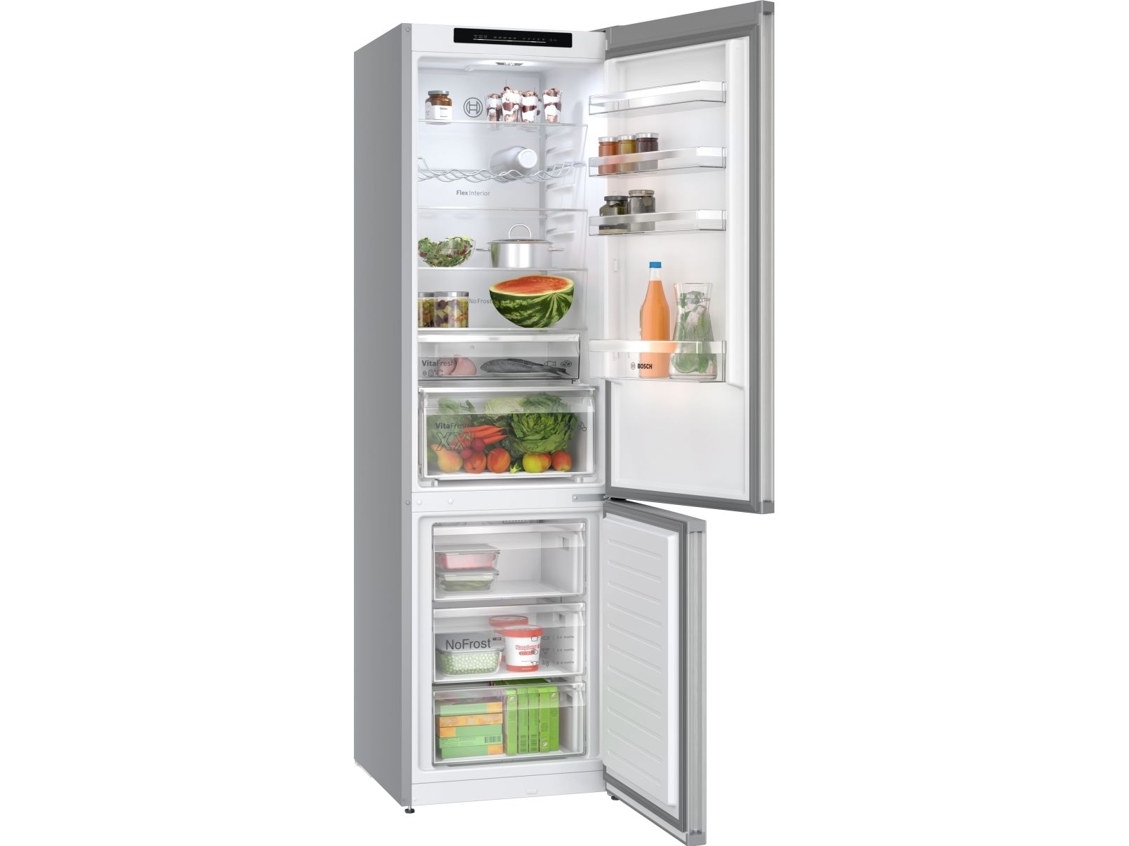 Bosch Serie | 4 KGN392LAG - Køleskab/fryser - bund-fryser - bredde: 60 cm - dybde: 66.5 cm - højde: 203 cm - 363 liter - Klasse A - metallook billede 3