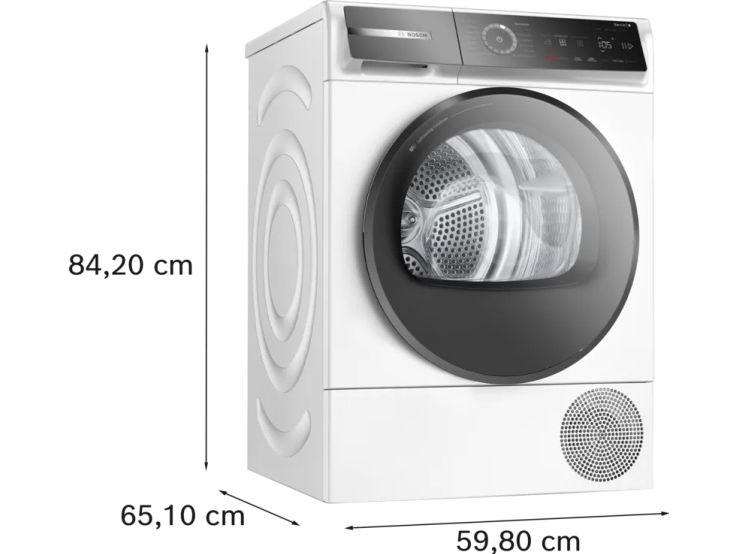 Bosch Serie 8 WQB246D41, Fritstående, Front-læsning, Varmepumpe, Hvid, Knapper, 112 L billede 2