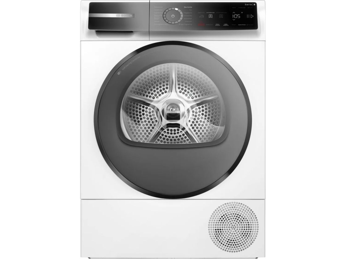 Bosch Serie 8 WQB246D41, Fritstående, Front-læsning, Varmepumpe, Hvid, Knapper, 112 L
