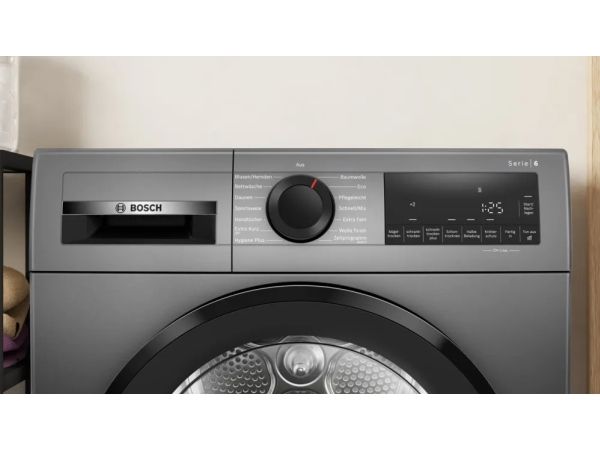 Bosch Serie 6 WQG243DR10, Fritstående, Front-læsning, Varmepumpe, Grå, Dreje, Højre