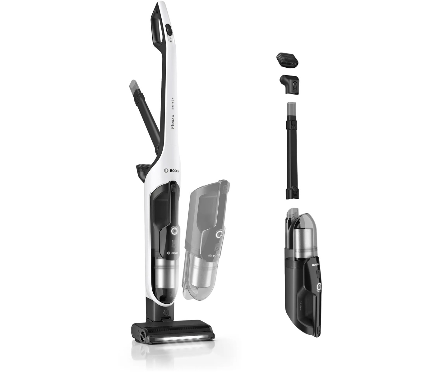 Bosch Serie 4, Genopladelig St Øvsuger, Flexxo 28 Vmax, Hvid Ledningsfri Støvsuger billede 1