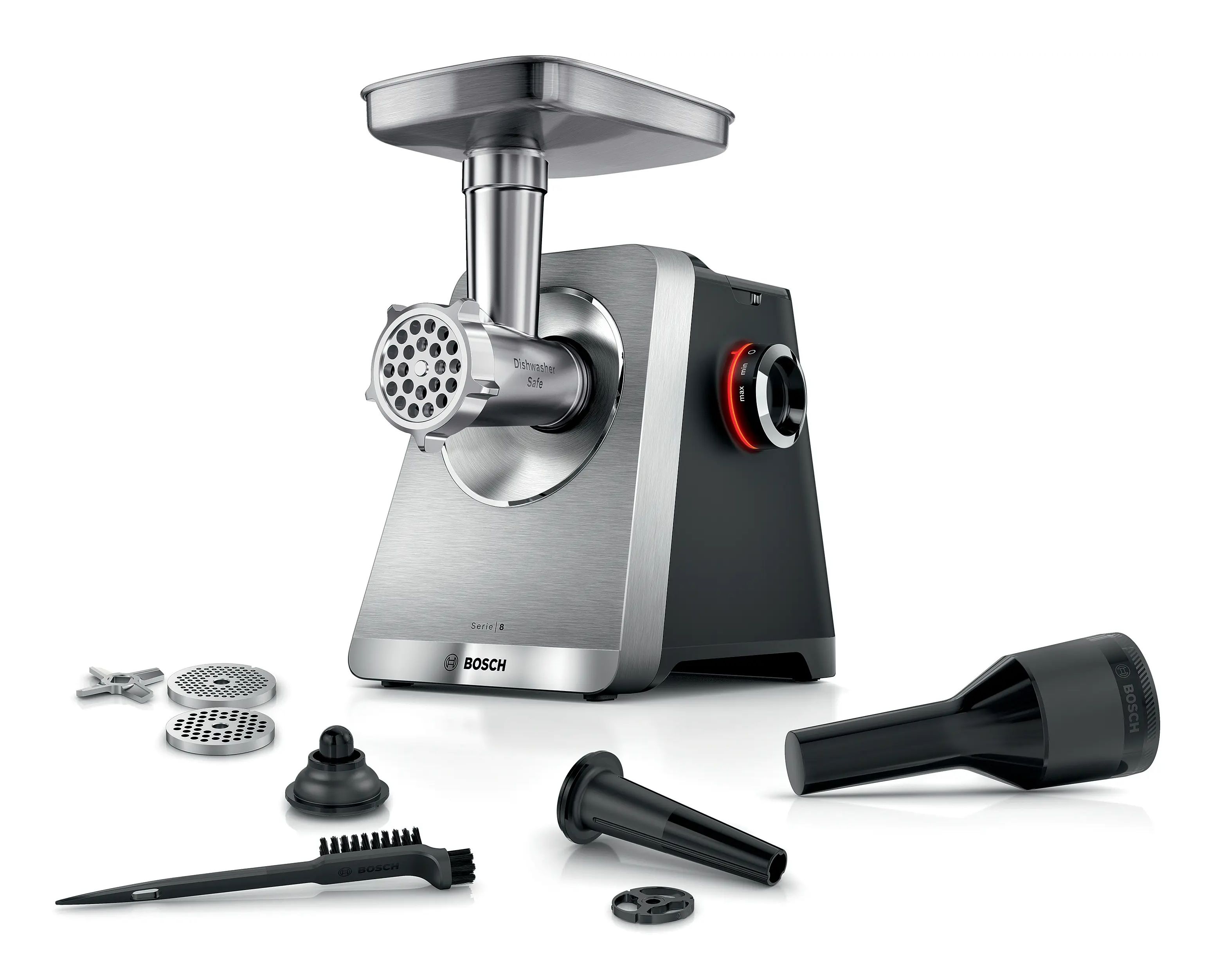 Bosch Serie 8 MFWS820M, 2500 W, Rustfrit stål, 8 mm, 4,5 kg/min, 1 m, Aluminium, Rustfrit stål, Plast billede 1