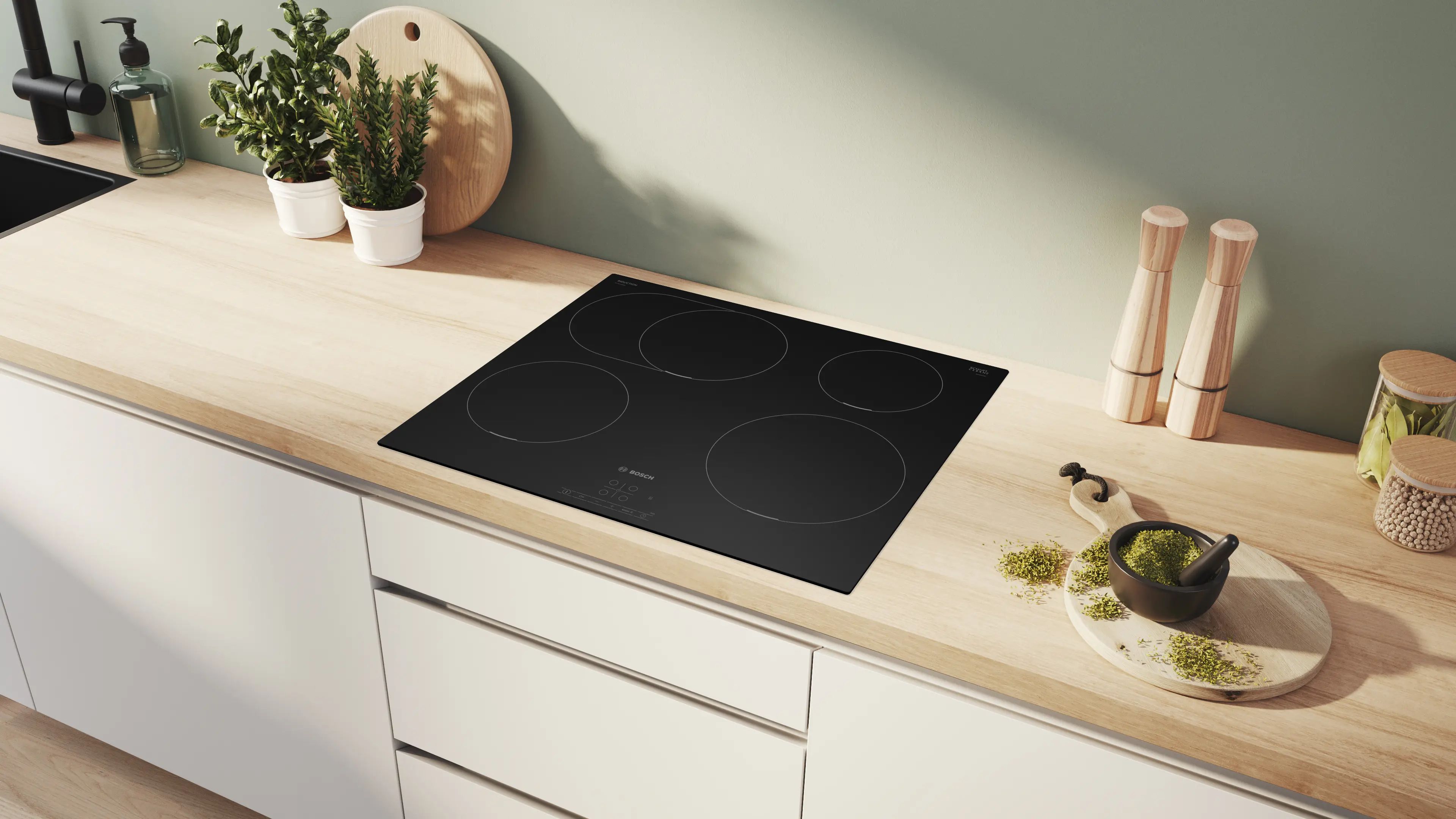 Bosch PIF61ABB5E, Sort, Indbygget, 60 cm, Zone induktionskogeplade, Keramisk, 4 zone(s) billede 3