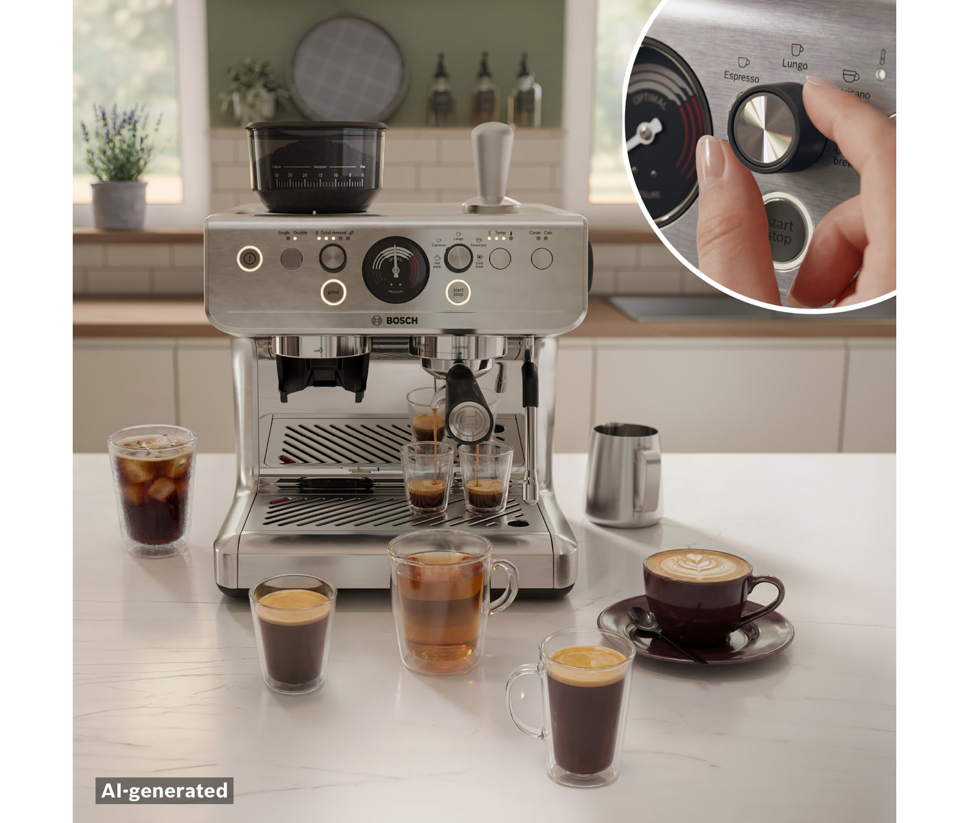 Bosch PFE401B3 Serie 4, Semi A Utomatic Coffee Maker, Rustfri Espressomaskine billede 2