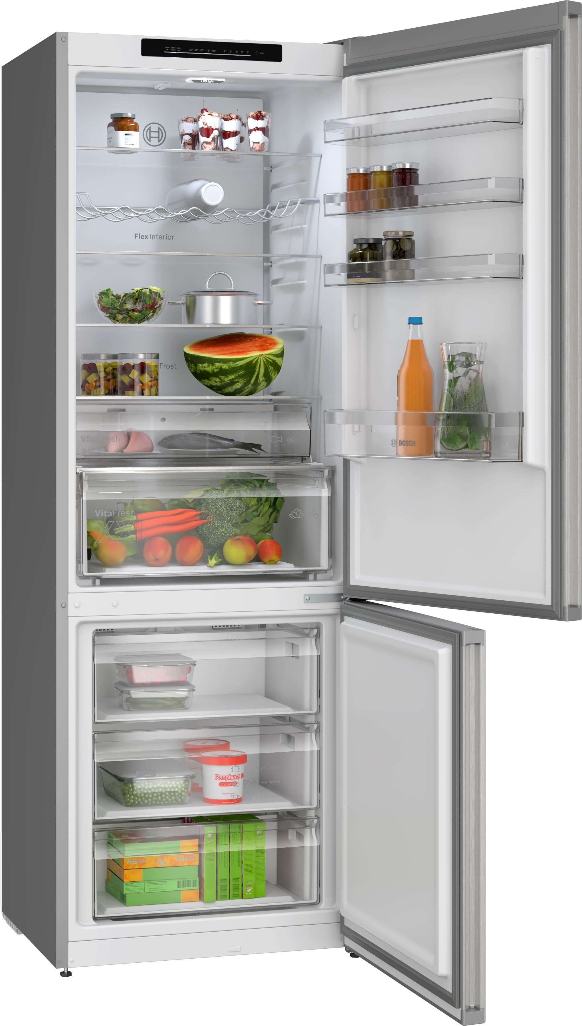 Bosch KGN492LCF, 440 L, ST-T, 11 kg/24t, C, Frisk zone, aflukke, Metallic billede 3