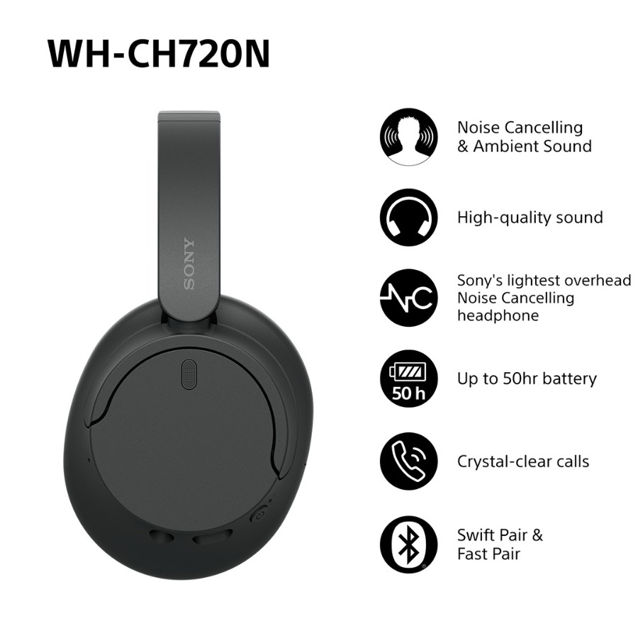 Sony WH-CH720N - ANC Headset - Black billede 3