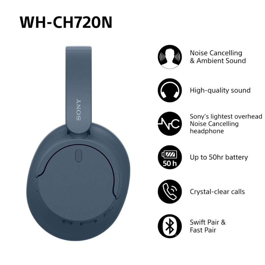 Sony WH-CH720N trådløse støjreducerende hovedtelefoner, blå billede 2