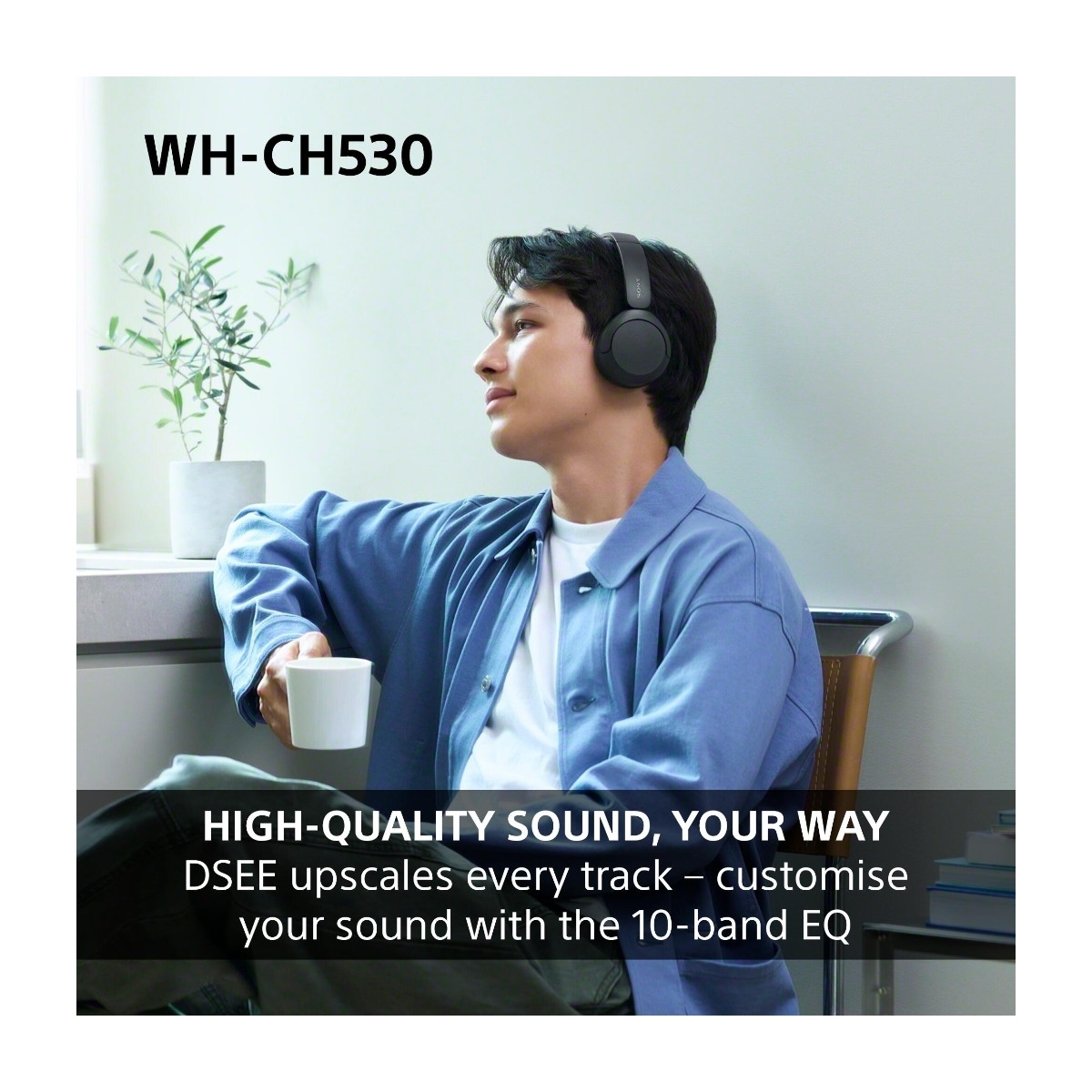 Sony WH-CH530 trådløse on-ear hovedtelefoner, sort billede 3