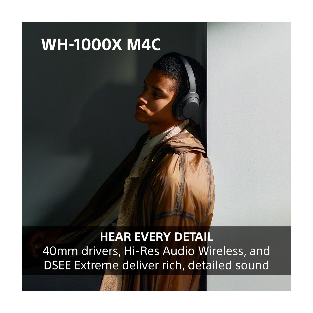 Sony WH-1000XM4C trådløse ANC-hovedtelefoner, sort billede 3