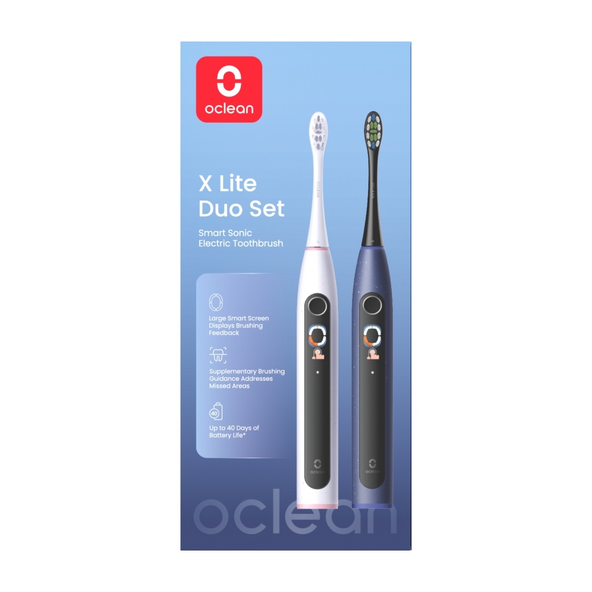 Oclean X Lite Duo dobbeltpakke elektrisk tandbørste, grå/mørkeblå billede 3