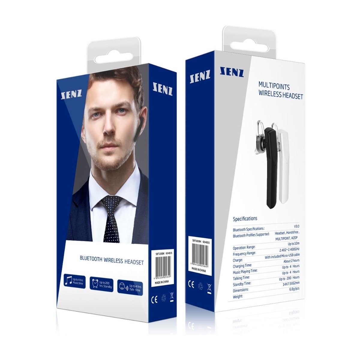 Senz Bluetooth headset SBT100 wh billede 2