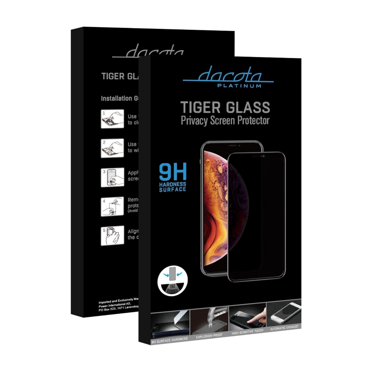 DACOTA PLATINUM TIGER GLASS SKÆRMBESKYTTER PRIVATLIV IPHONE 8/7/6+, SORT billede 2