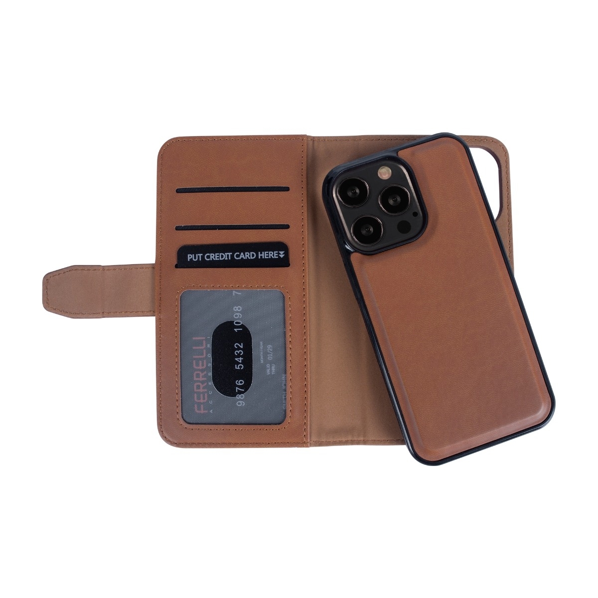 Ferrelli Duo Flip Cover iPhone 13 Pro, brun billede 4
