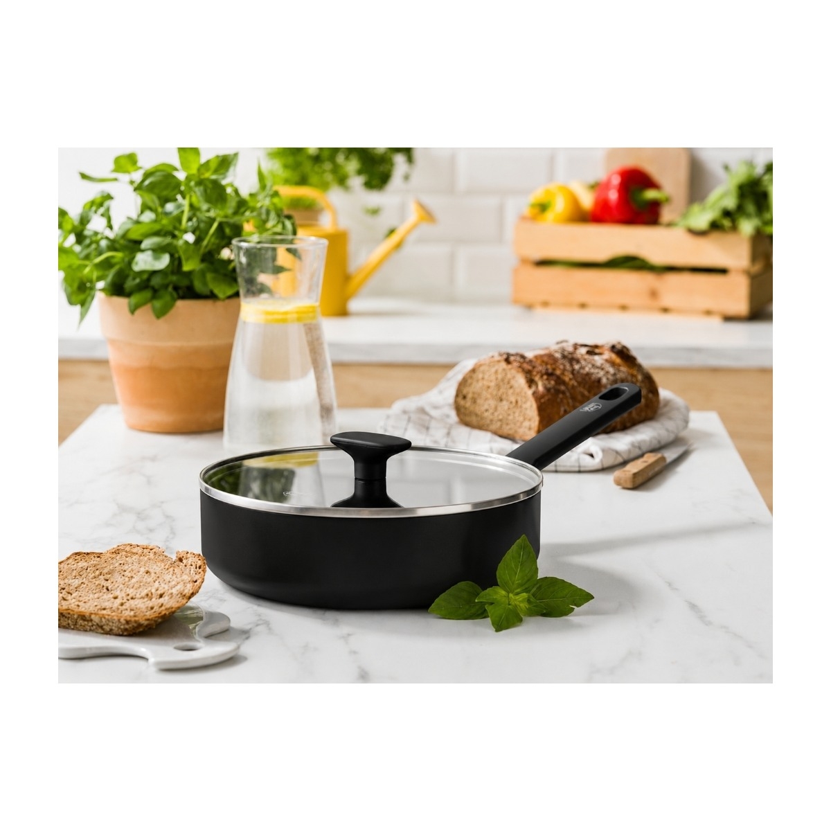 GreenChef Tones stegepande med låg, 24 cm billede 2