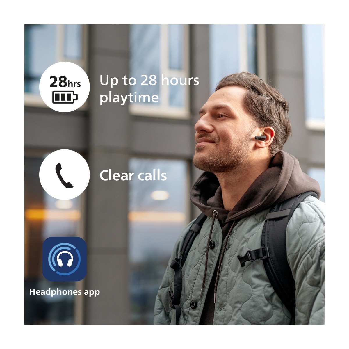 Philips TAT2139BK/00 true wireless Bluetooth-hovedtelefoner, sorte billede 4