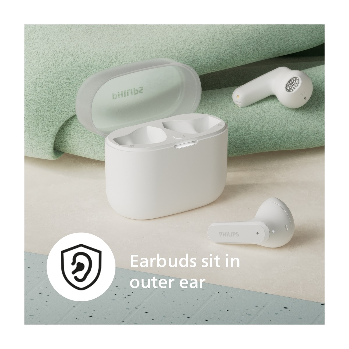 Philips TAT2139WT/00 true wireless Bluetooth-hovedtelefoner, hvide billede 3