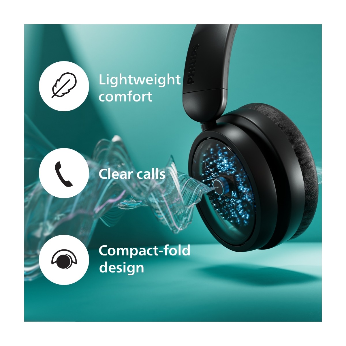 Philips TAH5209WT/00 trådløse over-ear Bluetooth-hovedtelefoner, hvide billede 4