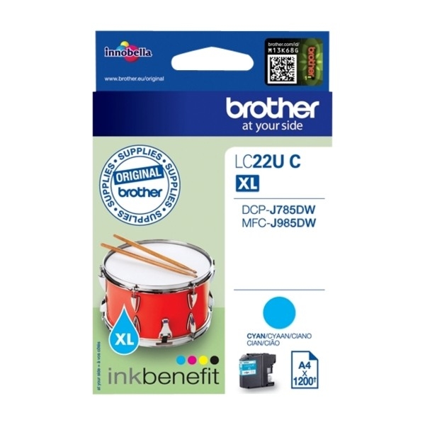 Brother LC-22UC blækpatron Original Højt (Xl) Udbytte, blå billede 1