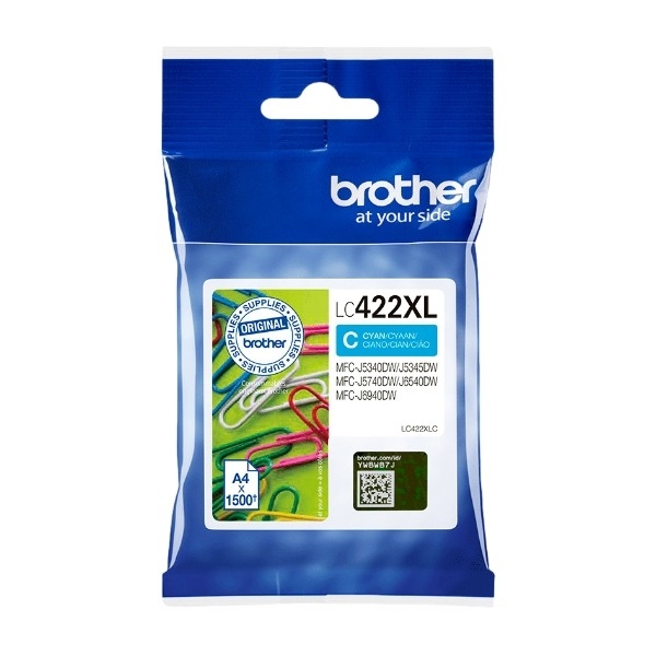 Brother LC-422XLC, cyan blækpatron billede 1