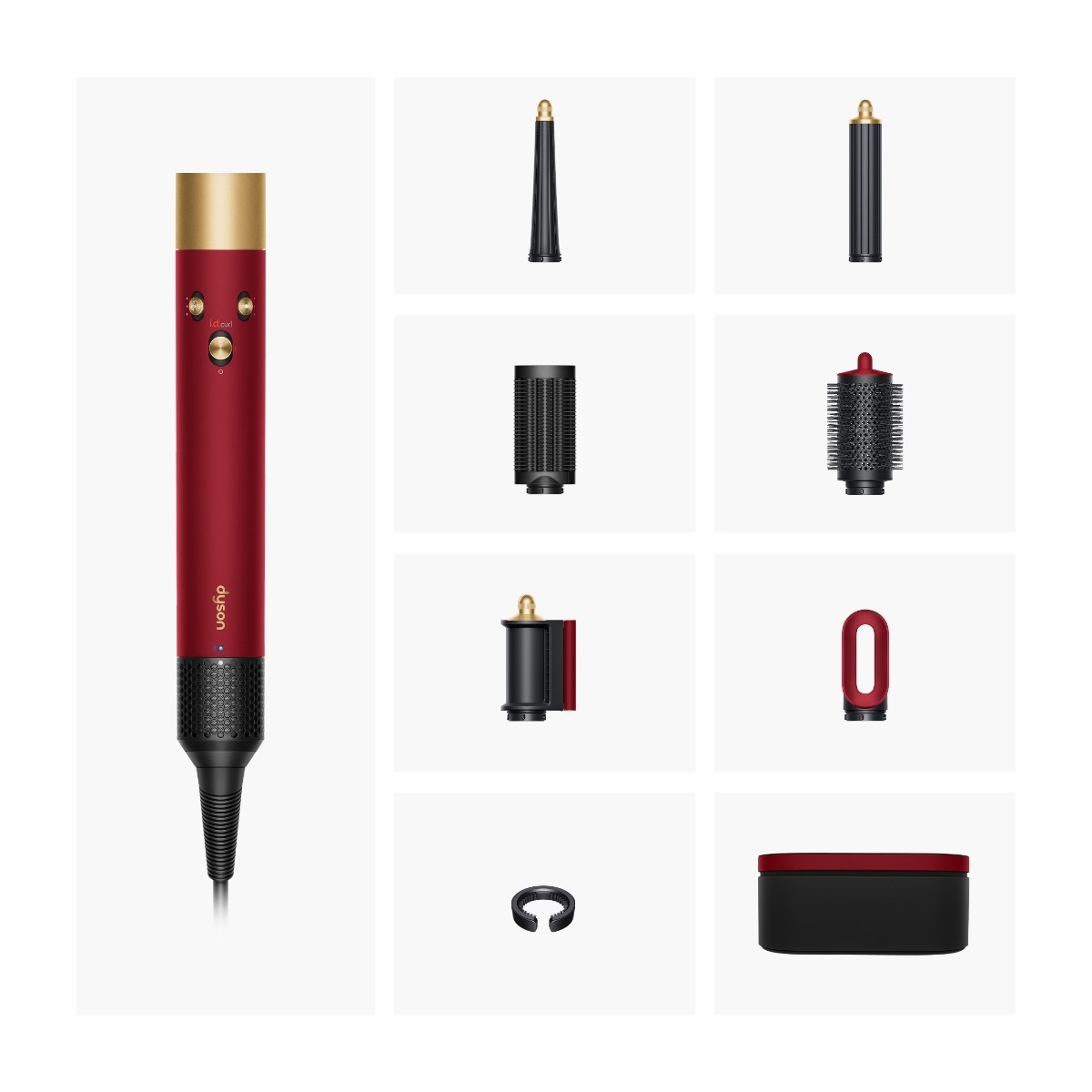 Dyson Airwrap I.D. Straight+Wavy multistyler og hårtørrer, Red Velvet/Gold billede 2