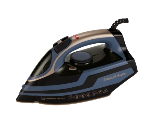 Russell Hobbs Powersteam Ultra Pro, Dampstrygejern, Keramisk strygesål, 3 m, 210 g/min, Sort, Blå, 70 g/min