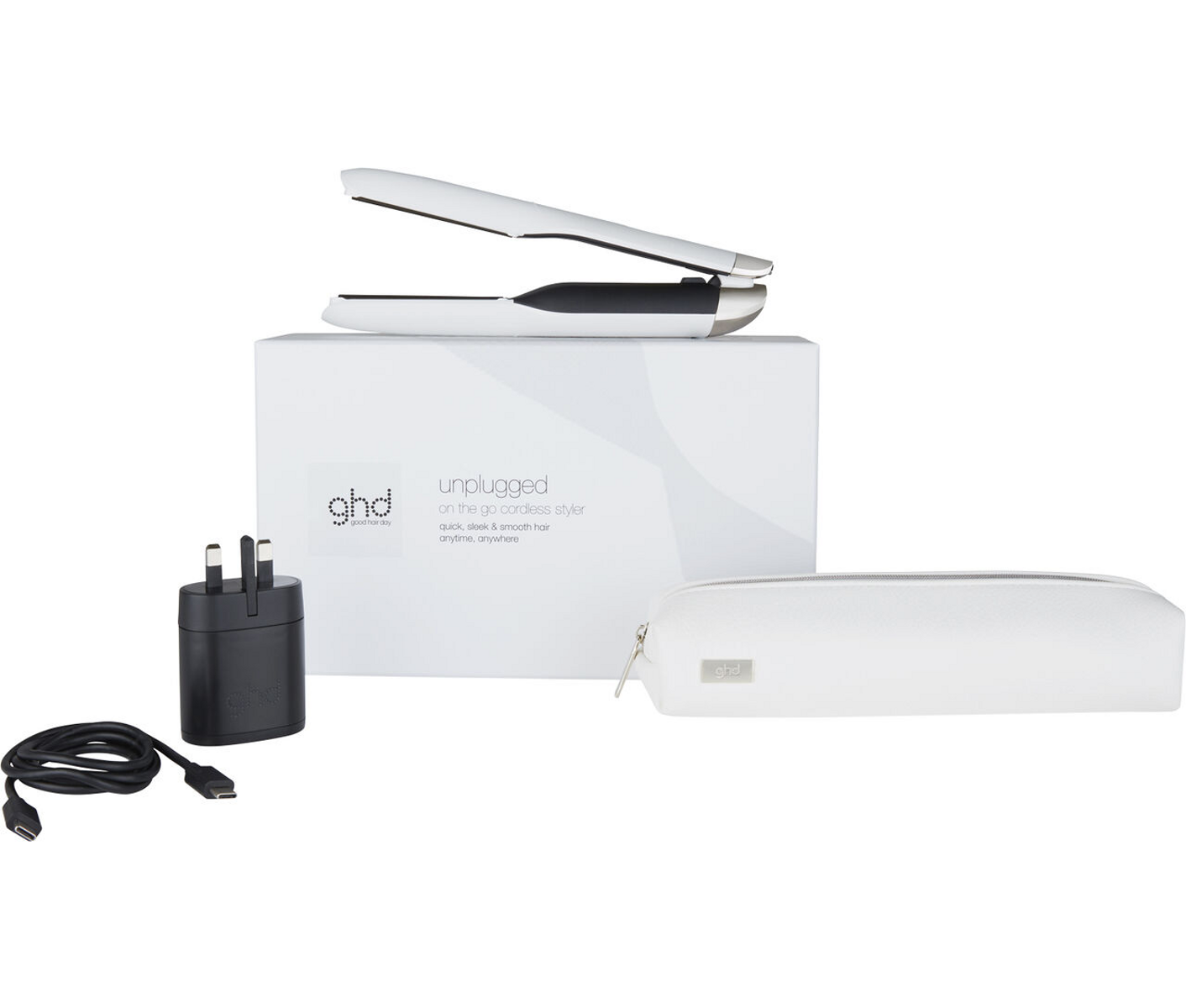 Ghd Ghd Unplugged Straightner, White Glattejern billede 4