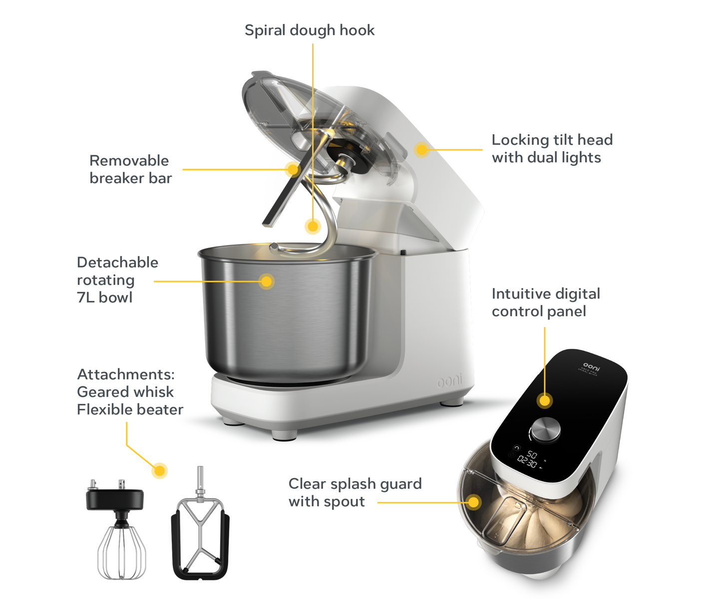 Ooni Halo Pro Spiral Mixer Polar White - 220v/50hz Røremaskine